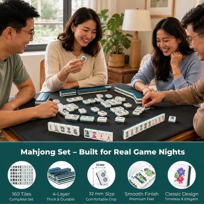 Mahjong Set - Teal Colored Tiles - 4 Layers - 160 Tiles