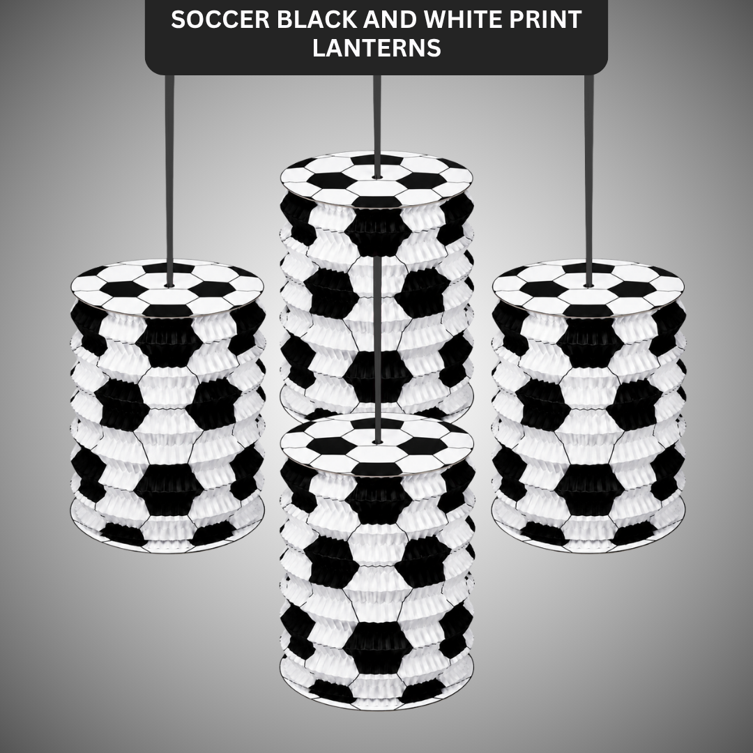 Soccer Lanterns White & Black - Set of 4PC