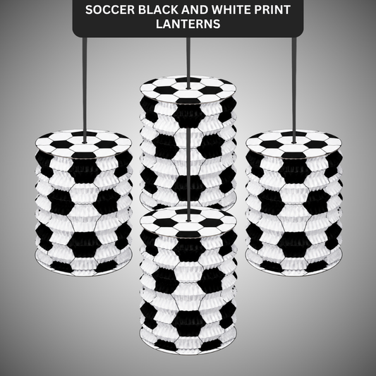 Soccer Lanterns White & Black - Set of 4PC