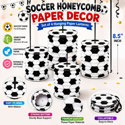 Soccer Lanterns White & Black - Set of 4PC