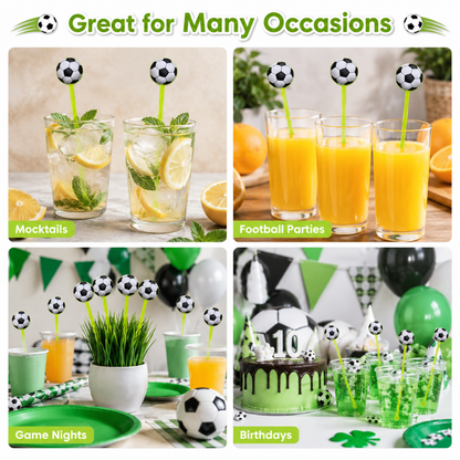 Soccer Themed Neon Stirrers for Cocktails or Mocktails - 6PC