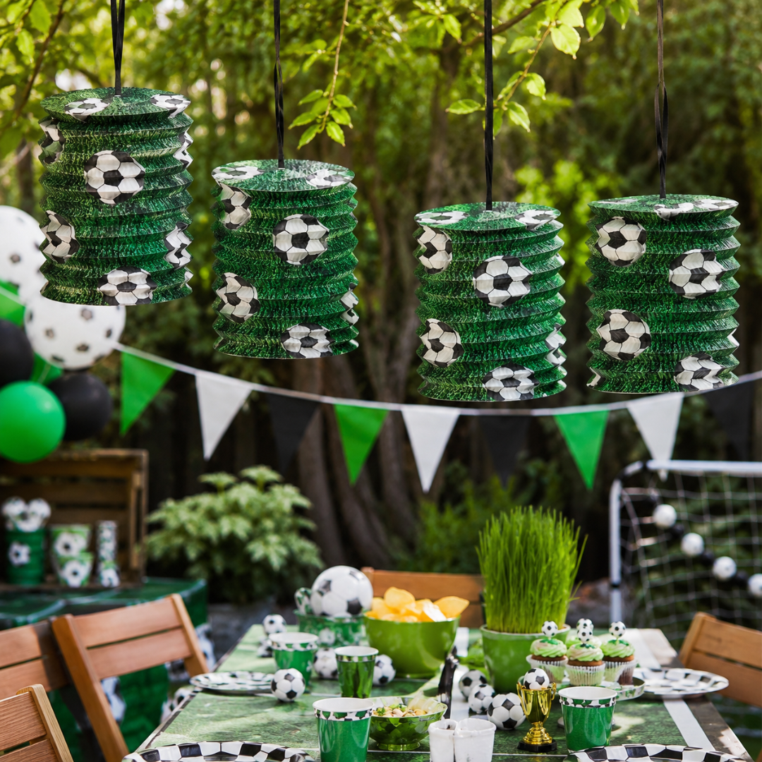 Soccer Lanterns Green & White  - Set of 4PC