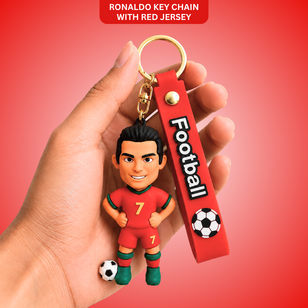 Ronaldo Key Chain with Red Jersey - 1PC | World Cup Soccer Star