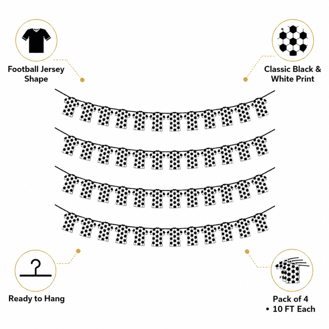 Jersey Shaped Football Print Bunting Banner - 10FT Pack Of 4