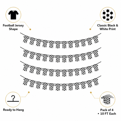Jersey Shaped Football Print Bunting Banner - 10FT Pack Of 4
