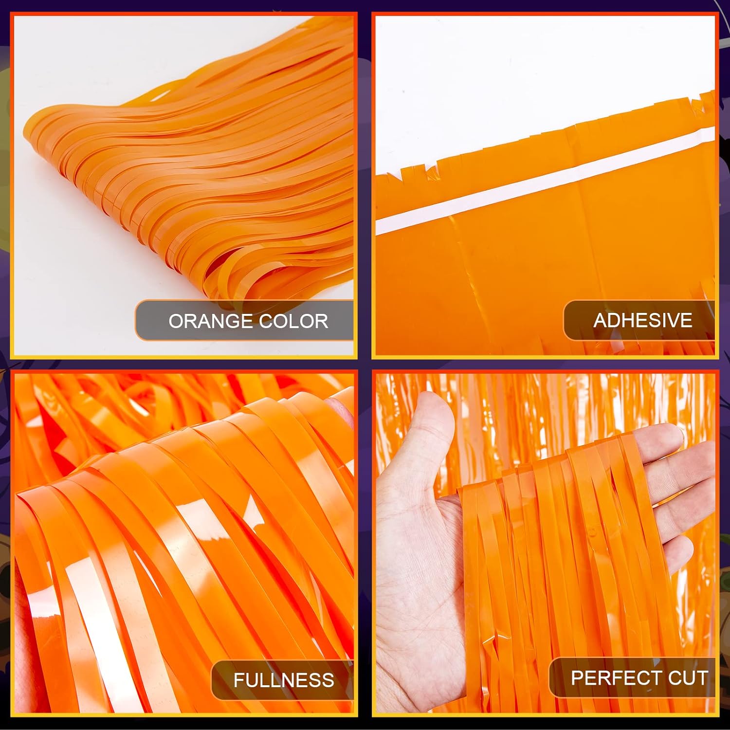 Neon Orange Foil Curtain 7FT X 3 FT