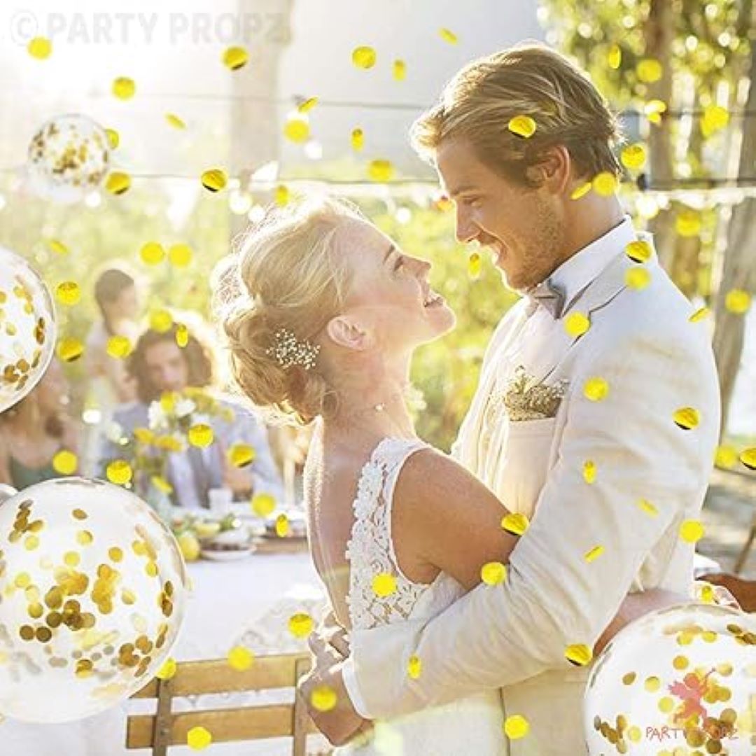 Golden Polka Dot Round Confettis for Table Decoration - 25 Grams