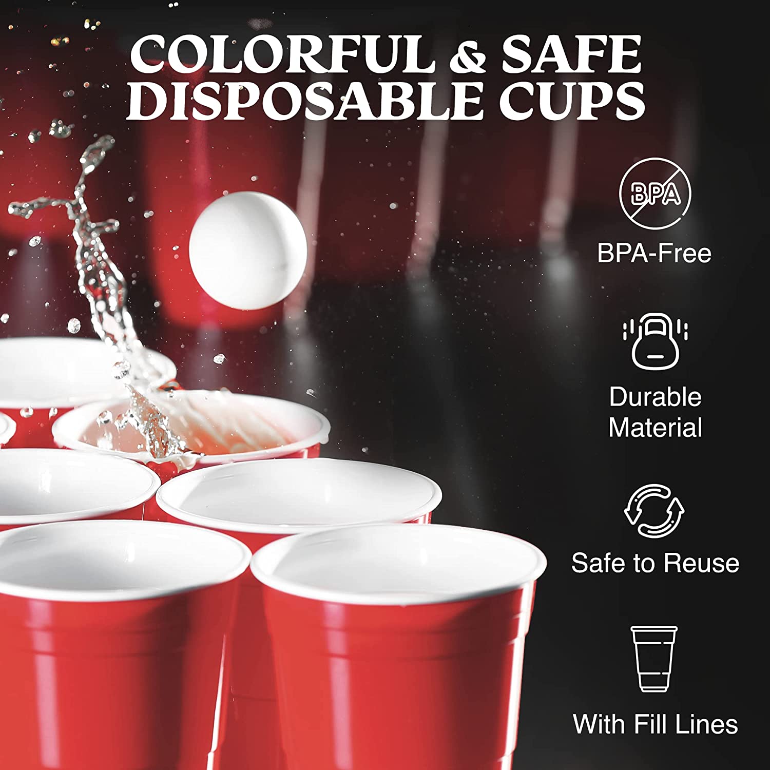 Beer Pong Cups Red - 20PC