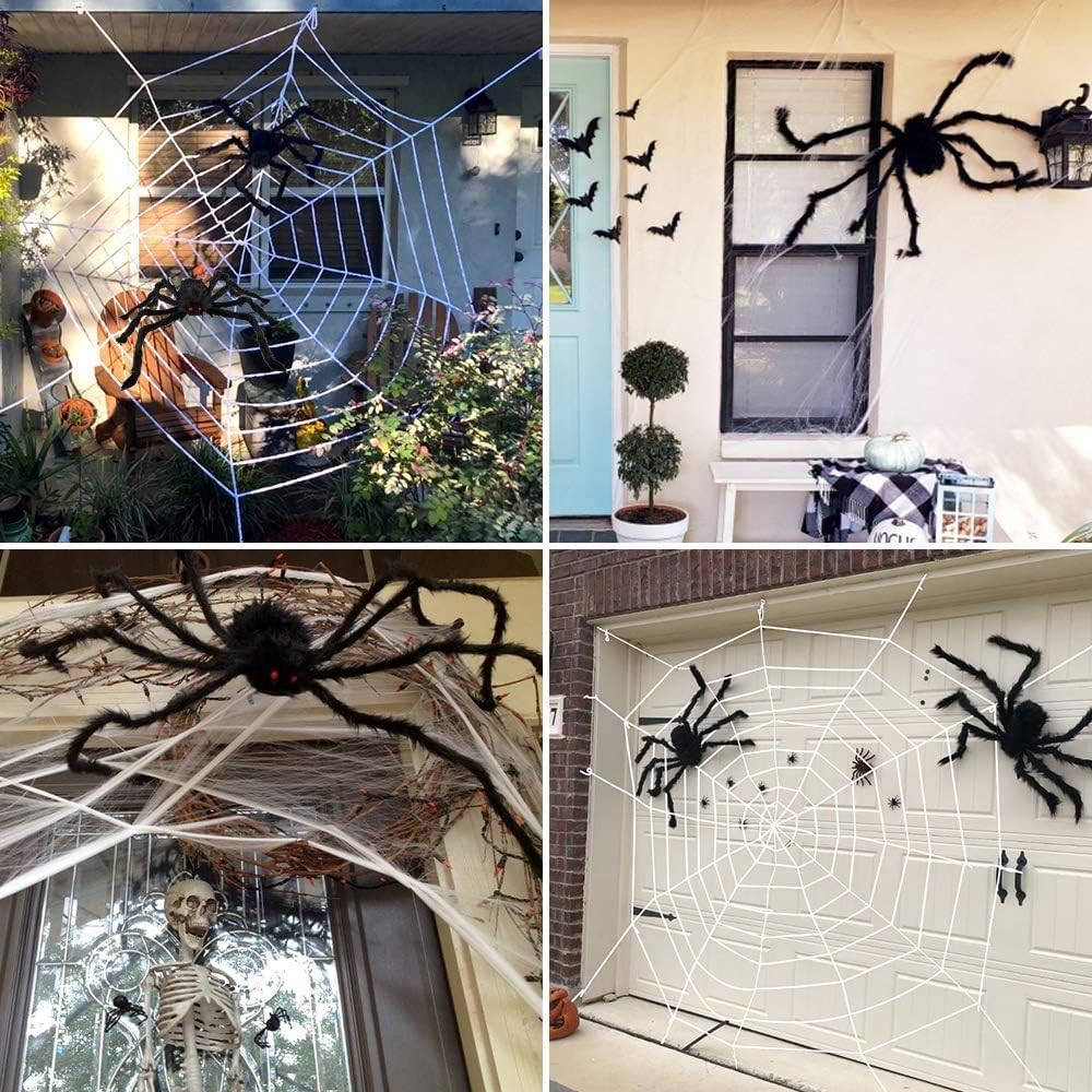 Halloween Outdoor Decorations Hairy Spider, Large Black Spider, Scary Spider with Red Eyes - 1PC