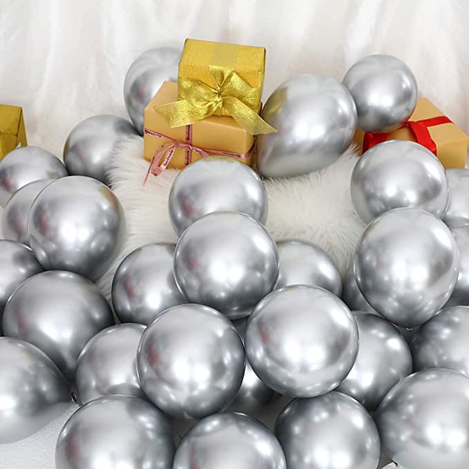 5" Chrome Silver Balloon - 100PC