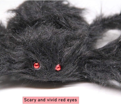 Halloween Outdoor Decorations Hairy Spider, Large Black Spider, Scary Spider with Red Eyes - 1PC