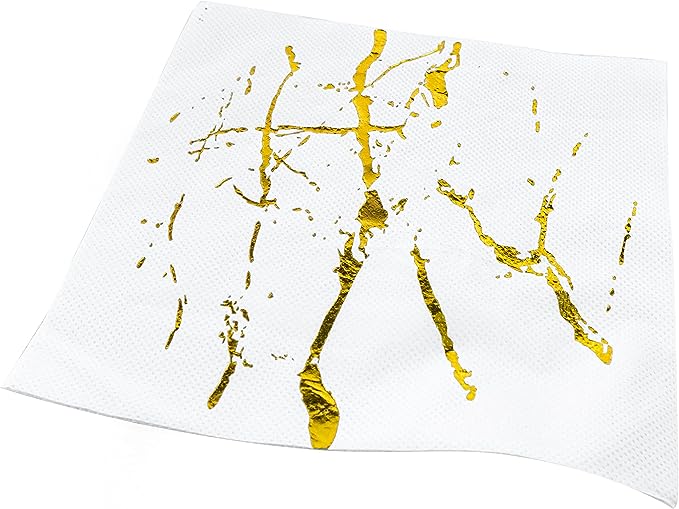 White & Gold Paper Napkins - 10PC