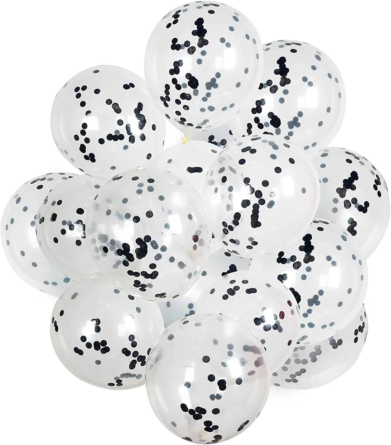 Transparent Balloons with Black Confetti 12" - 5PC