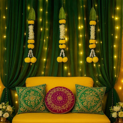 Pack of 3 Artificial White Gajra Jasmine & Marigold Flower Strings Wedding- 24 inch
