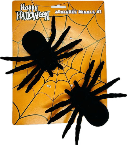 Halloween Black Fake Spiders Pack of 2