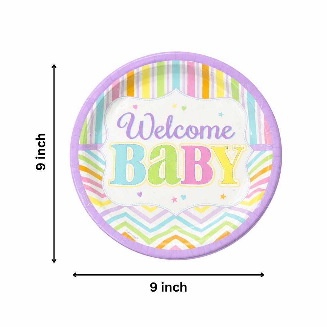 Baby Shower Theme Party Paper Plates - 9 inches - 8PC