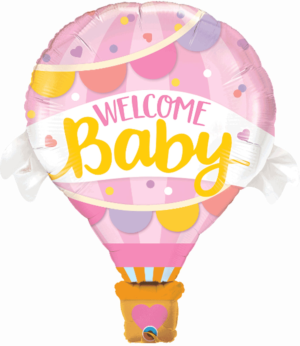 Welcome Baby Girl Foil Balloon & Oh Baby Pink Late