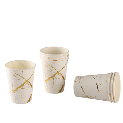 White & Gold Paper Cups -10PC