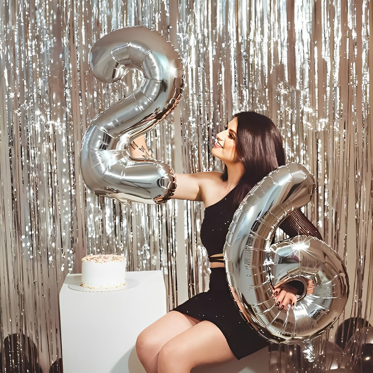 2Pcs Silver Metallic Tinsel Foil Fringe Curtains, 3.28ft x 6.56ft Silver Photo Booth Backdrop Streamer Curtain,Great for Bachelorette, Birthday,Christmas,New Year Party Decorations