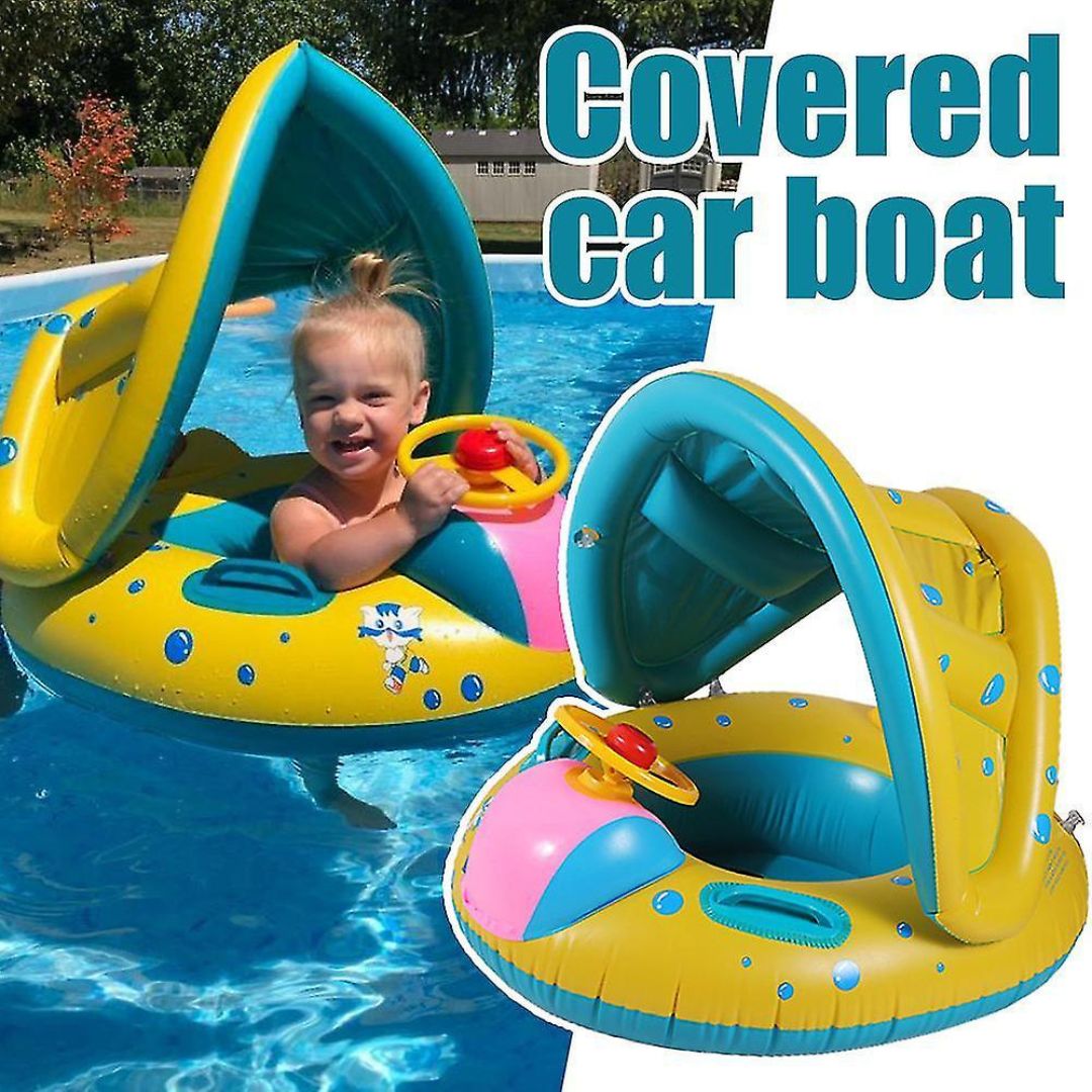Inflatable Cars Pool Float with Canopy for Kids - 1PC