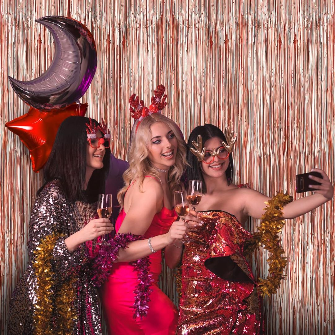 Textured Foil Rose Gold Curtain - 7FT X 3FT