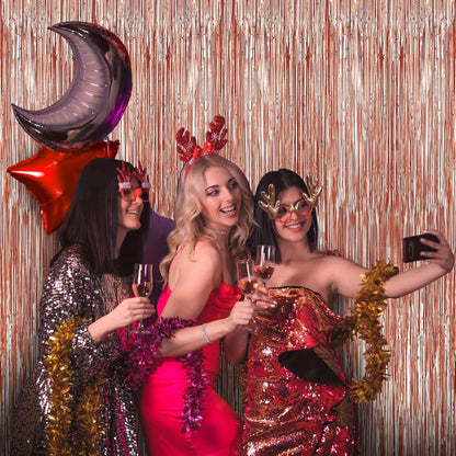 Textured Foil Rose Gold Curtain - 7FT X 3FT