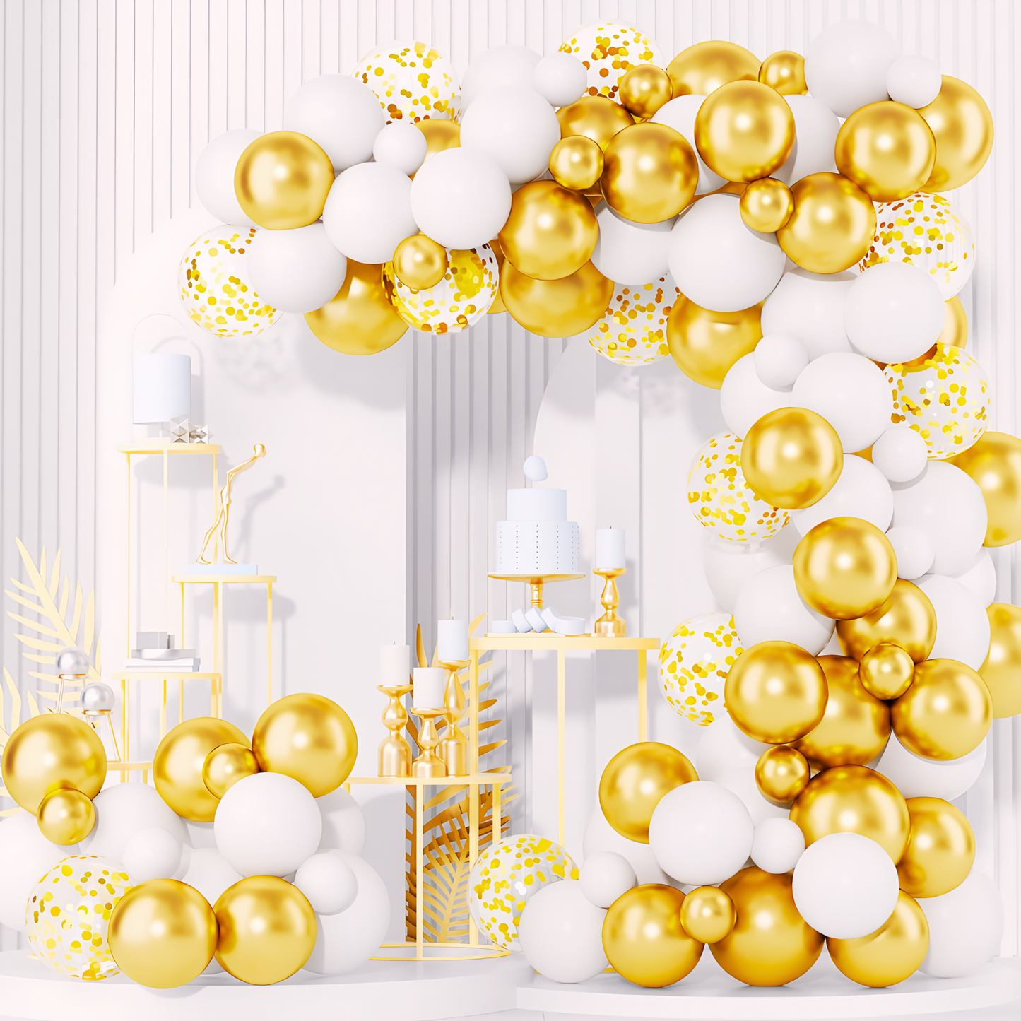 Gold White Balloon Decoration Kit – 67 Pieces