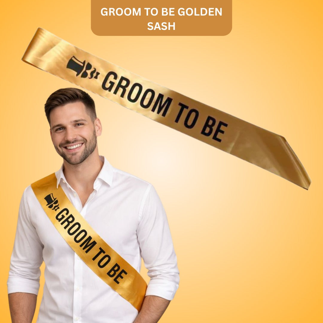 Groom To Be Sash Black &amp; Gold