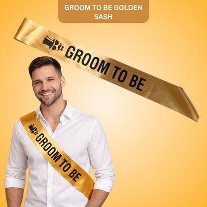 Groom To Be Sash Black &amp; Gold