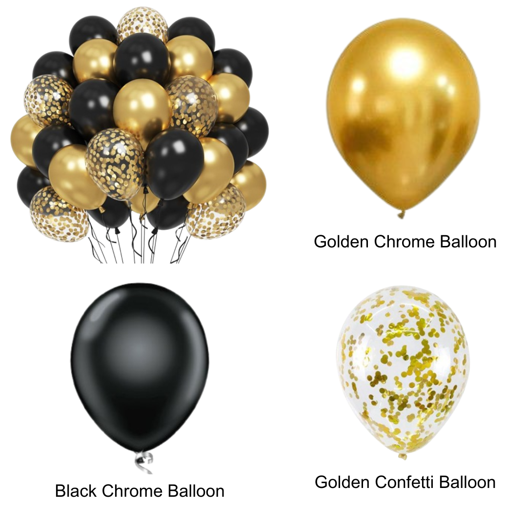 Happy Birthday Banner, Black and Gold Birthday Decoration Set of 13- Birthday Banner with 12inch Balloons, Ribbon and Adhesive Wall Hooks for Happy Birthday Decorations for Men, Boys, Women and Girls