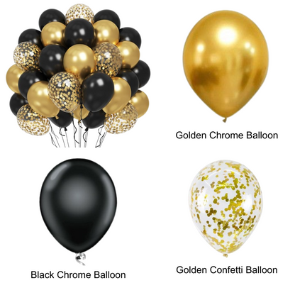 Happy Birthday Banner, Black and Gold Birthday Decoration Set of 13- Birthday Banner with 12inch Balloons, Ribbon and Adhesive Wall Hooks for Happy Birthday Decorations for Men, Boys, Women and Girls