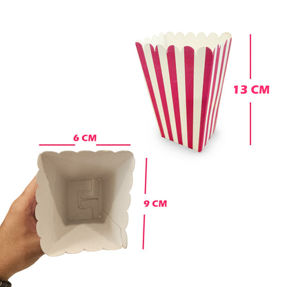 Striped Popcorn Holders Pink - 10PC