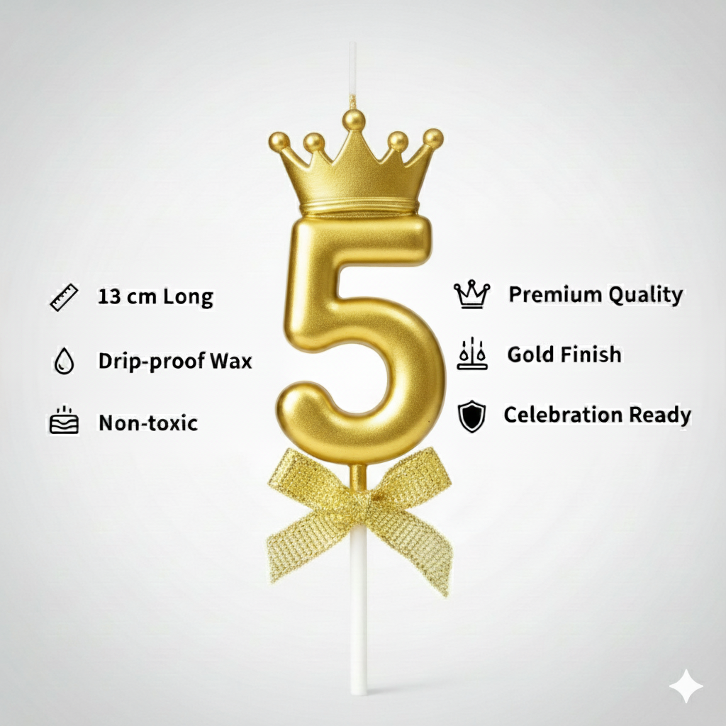 Golden Crown Numerical Candle No. 5