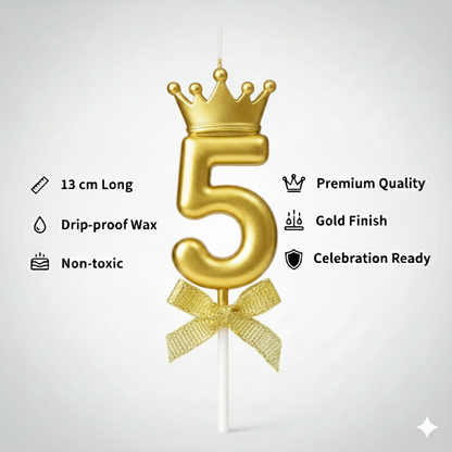 Golden Crown Numerical Candle No. 5