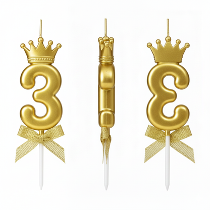 Golden Crown Numerical Candle No. 3