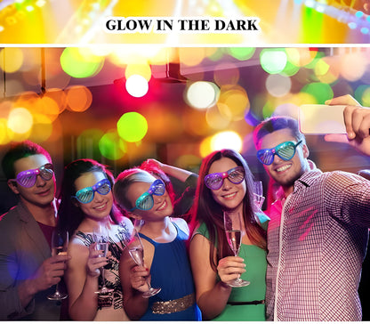 Set of 5 Light up Shutter Shades Heart, Led Neon Rave SunGlasses, Party Eyeglass, Flashing Sunglasses for Neon & Bachelorette Party Glow in Dark Christmas Party Sunglasses (Assorted Colors)