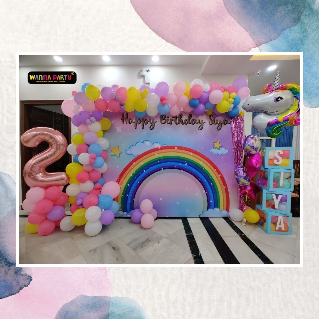 Unicorn Birthday Set Up with Personalized Name Box