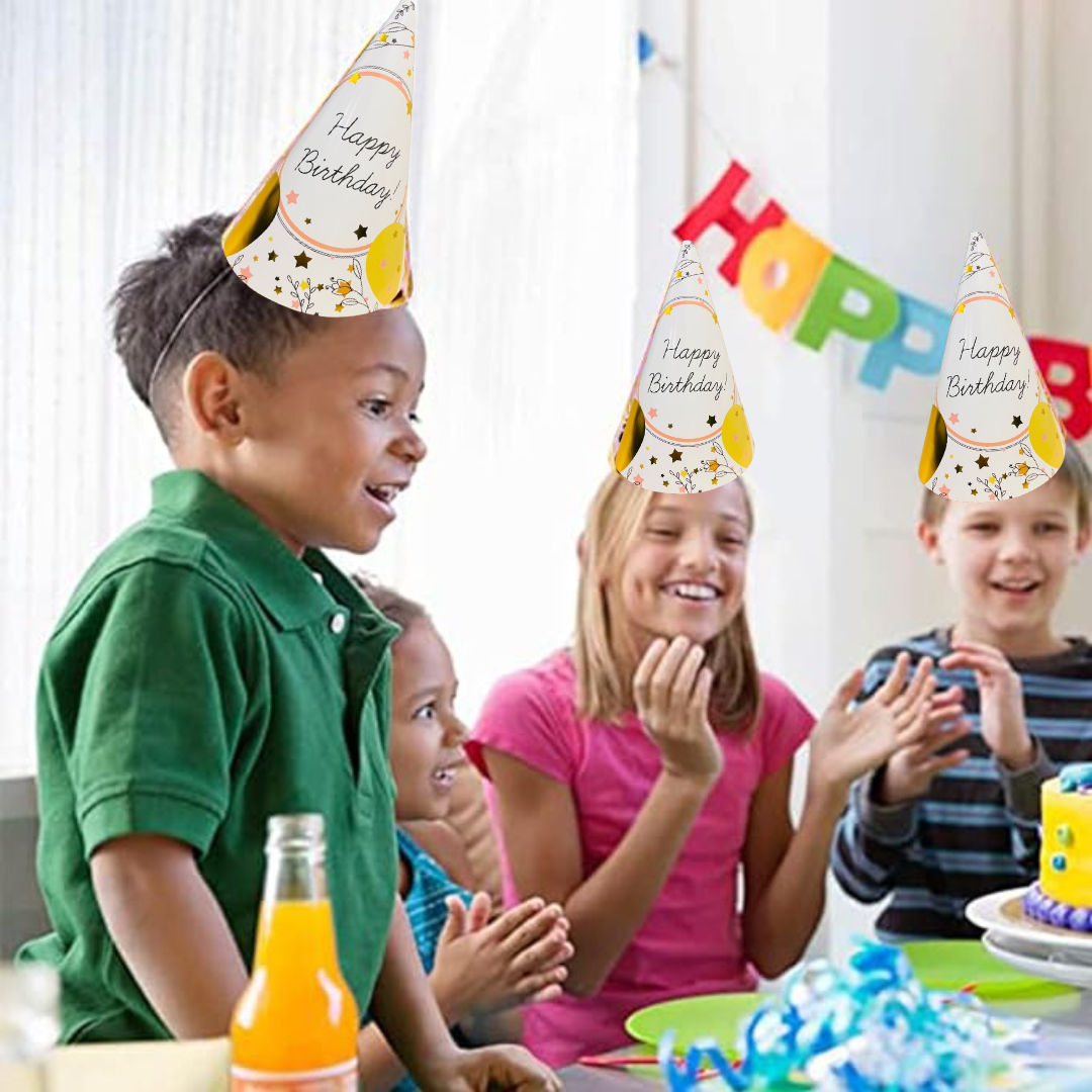 Happy Birthday Celebration Pastel Color Balloon Hats  for Party Guests - 8PC