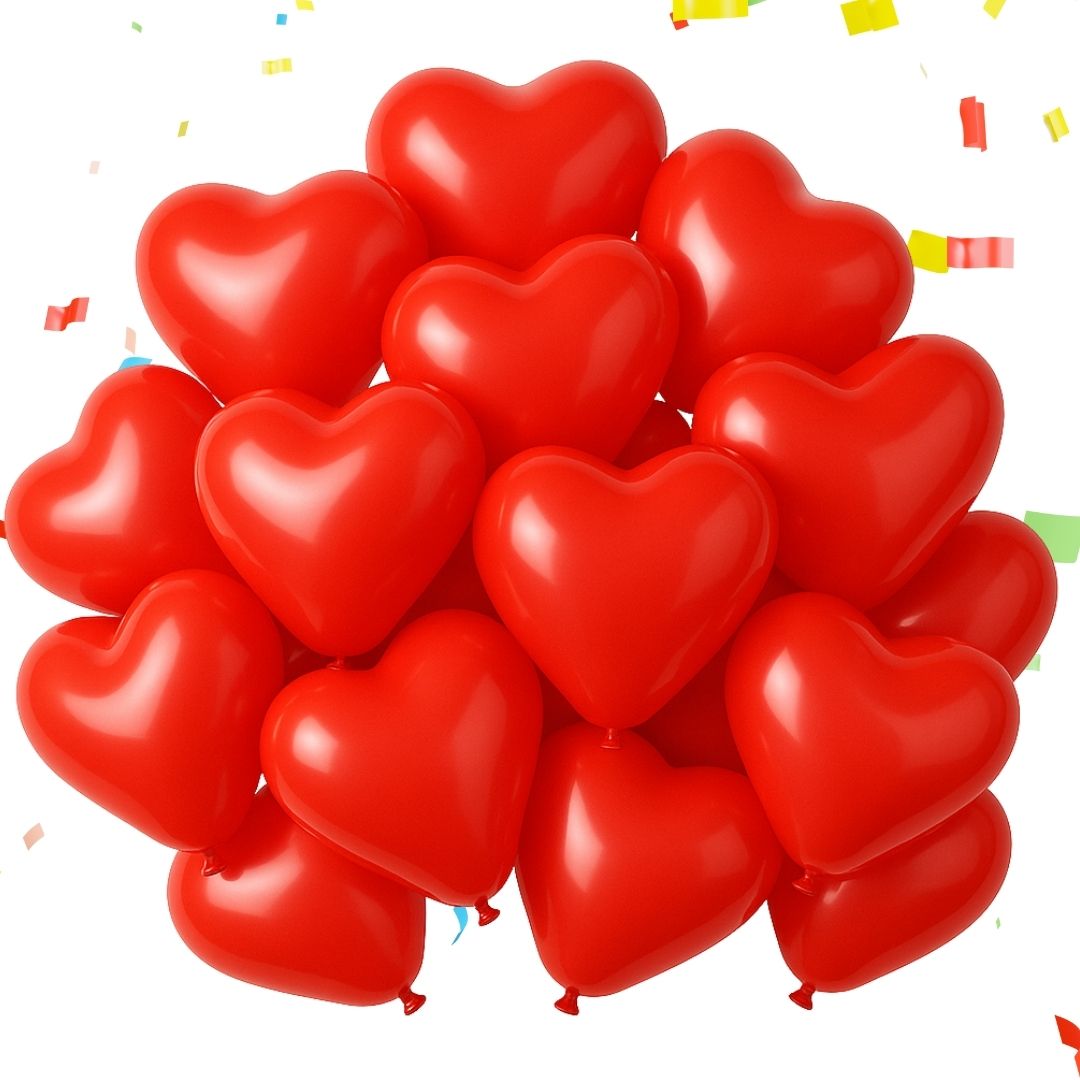 Heart Shaped Red Balloons - 10 inches - 25PC
