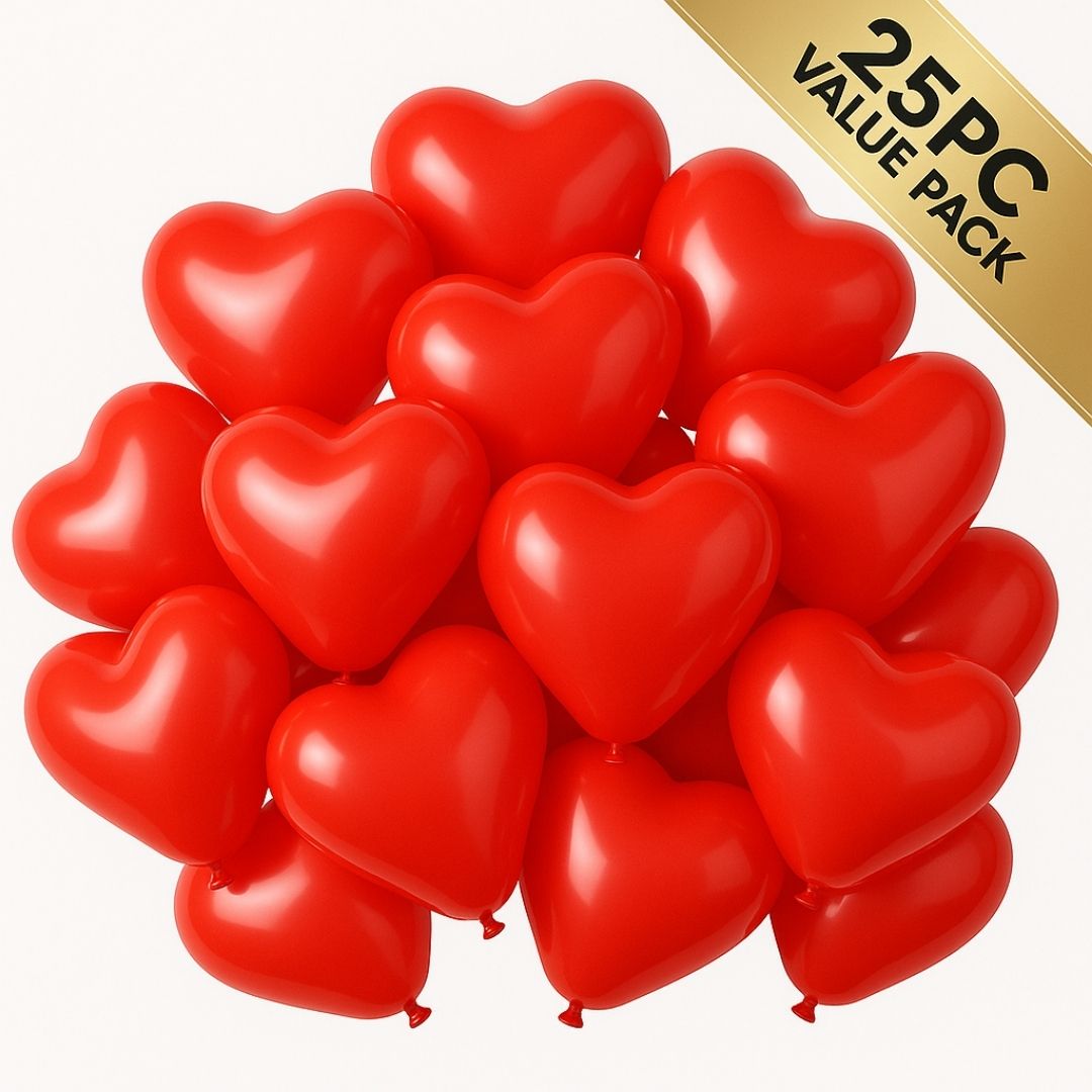 Heart Shaped Red Balloons - 10 inches - 25PC