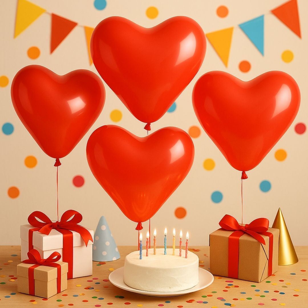 Heart Shaped Red Balloons - 10 inches - 25PC