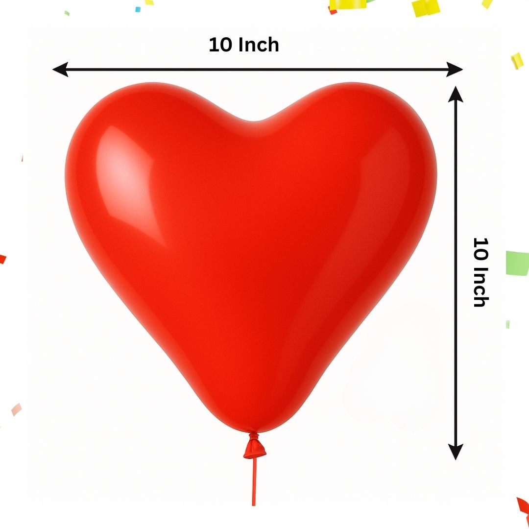 Heart Shaped Red Balloons - 10 inches - 25PC