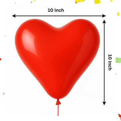 Heart Shaped Red Balloons - 10 inches - 25PC