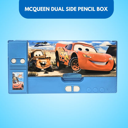 Disney Car Mcqueen Dual Side Pencil Box with Multi Organizer - 1PC