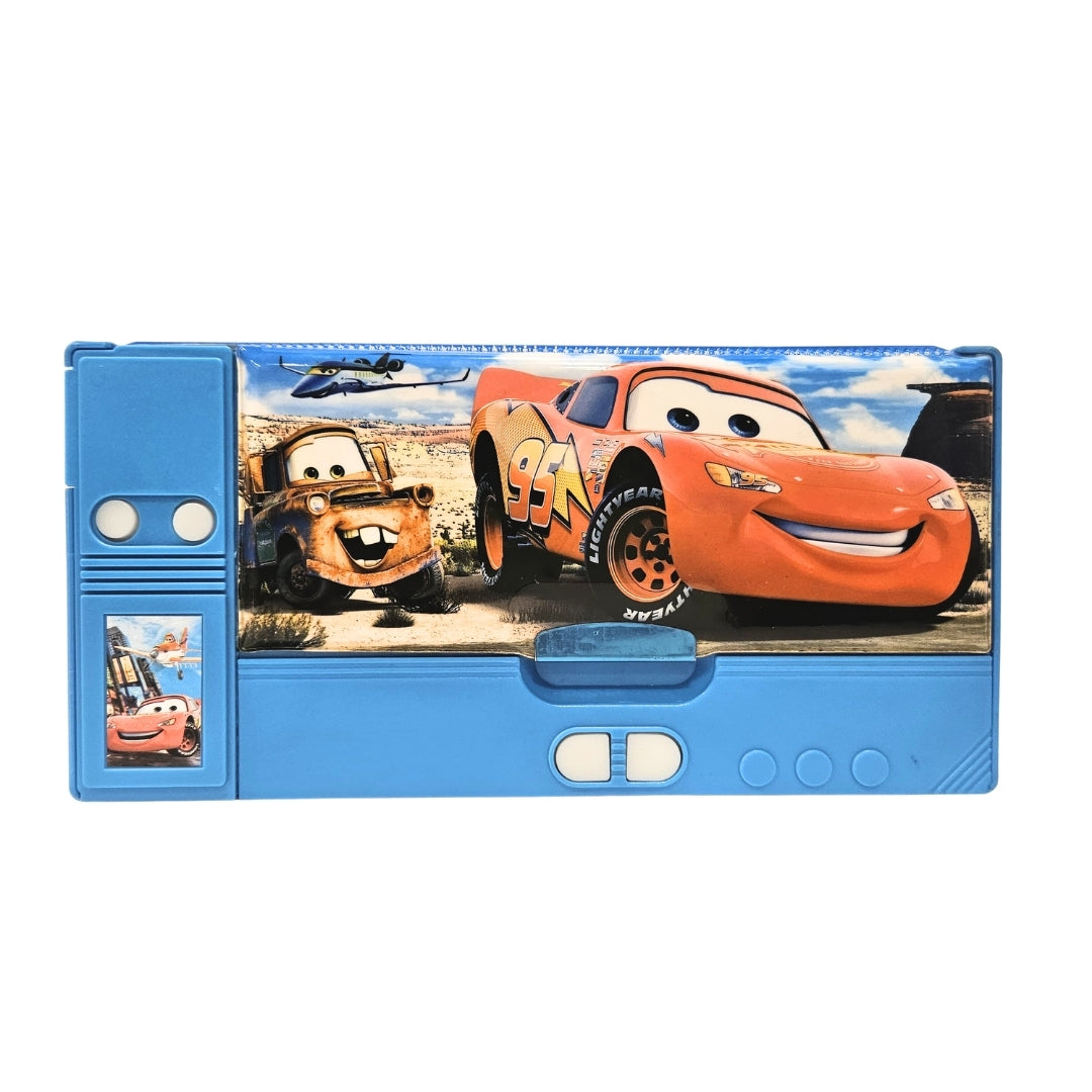 Disney Car Mcqueen Dual Side Pencil Box with Multi Organizer - 1PC