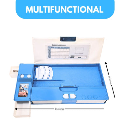 Disney Car Mcqueen Dual Side Pencil Box with Multi Organizer - 1PC