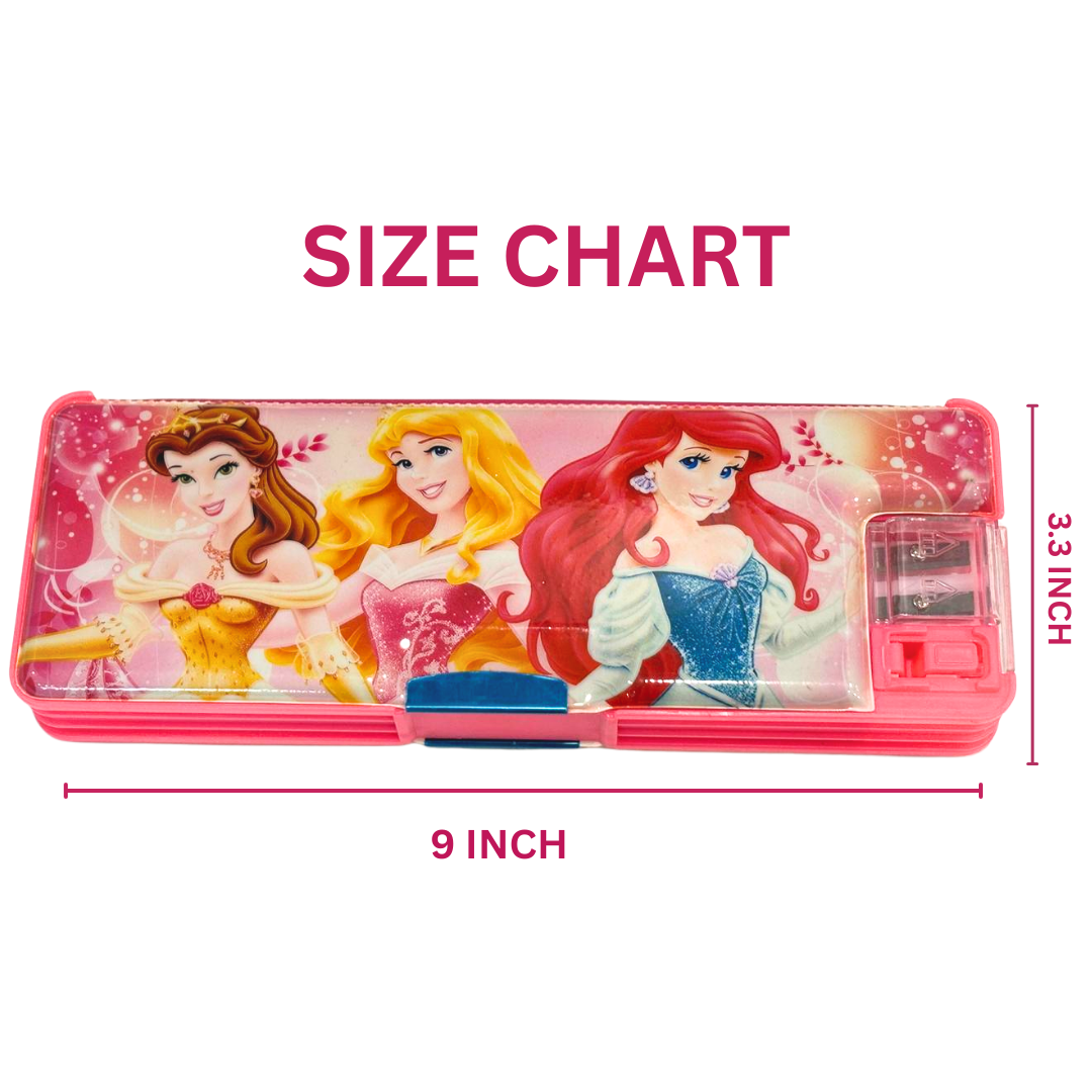 Magnetic Princess Dual Side Pencil Box with Sharpn for Girls - 1Pc
