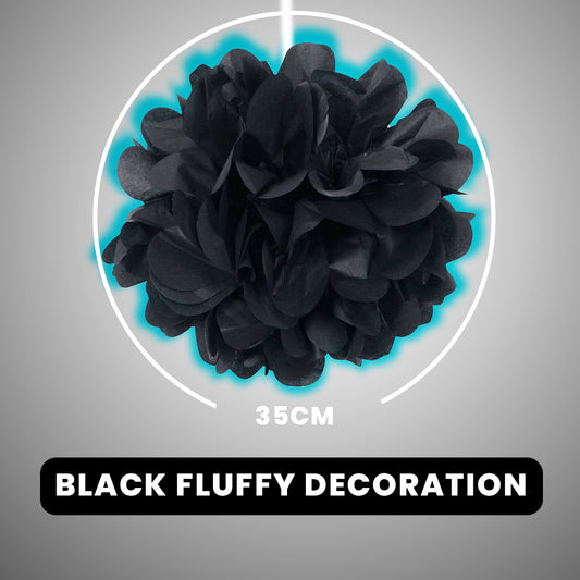 Black Fluffy Hanging Decor - 12 inches - 1PC