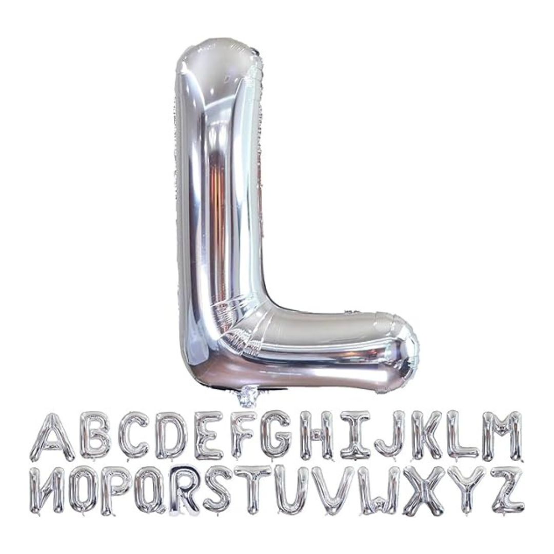Letter L  Silver Foil Balloon - 16 inches - 1PC