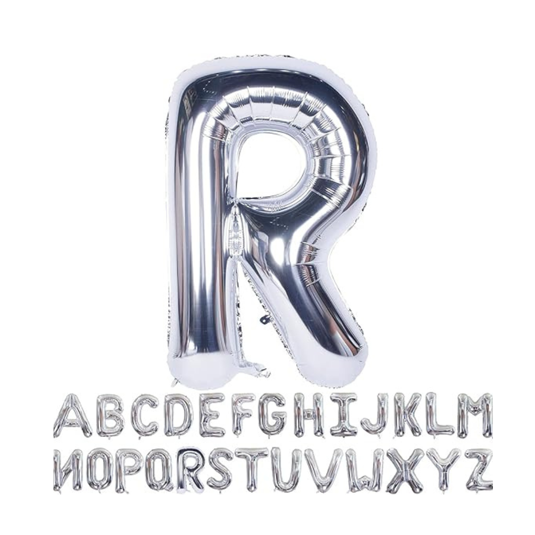 Letter R Silver Foil Balloon - 16 inches - 1PC